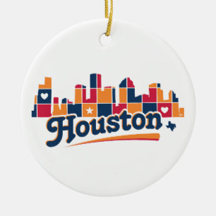 Houston Skyline Patchwork Keramik Ornament