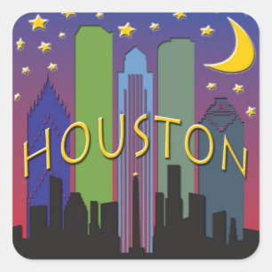 Houston Skyline Quadratischer Aufkleber