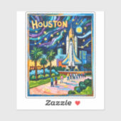 Houston Skyline Space Center Rakete Van Gogh Kinde Aufkleber (Blatt)