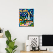 Houston Skyline Space Center Rakete Van Gogh Kinde Poster (Heimbüro)