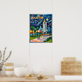 Houston Skyline Space Center Rakete Van Gogh Kinde Poster (Küche)
