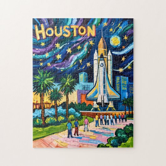 Houston Skyline Space Center Rakete Van Gogh Kinde Puzzle (Vertikal)