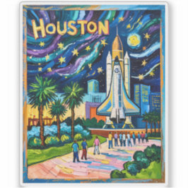 Houston Skyline Space Center Rocket Van Gogh Kids Aufkleber