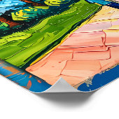 Houston Skyline Space Center Rocket Van Gogh Kids Poster (Ecke)