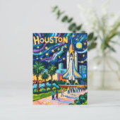 Houston Skyline Space Center Rocket Van Gogh Kids Postkarte (Stehend Vorderseite)