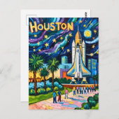 Houston Skyline Space Center Rocket Van Gogh Kids Postkarte (Vorne/Hinten)