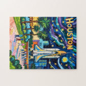 Houston Skyline Space Center Rocket Van Gogh Kids Puzzle (Horizontal)