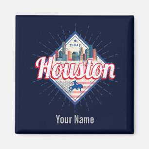 Houston Skyline Texas United Staaten Vintag USA Magnet