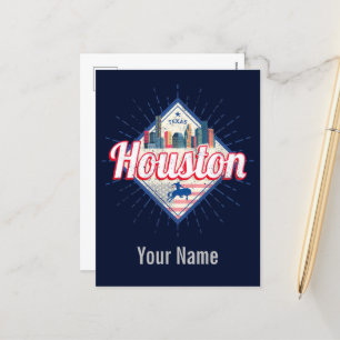 Houston Skyline Texas Vereinigte Staaten Vintage U Feiertagspostkarte