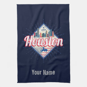 Houston Skyline Texas Vereinigte Staaten Vintage U Geschirrtuch