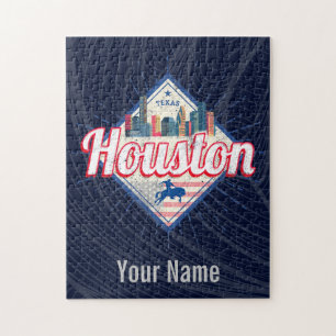 Houston Skyline Texas Vereinigte Staaten Vintage U Puzzle