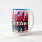 Houston Skyline Urban City Art Zweifarbige Tasse (VorderseiteRechts)