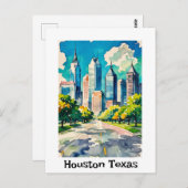 Houston Skyline-Wasser Postkarte (Vorne/Hinten)