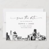 Houston Skyline Wedding Save the Date Card Einladung (Vorderseite)