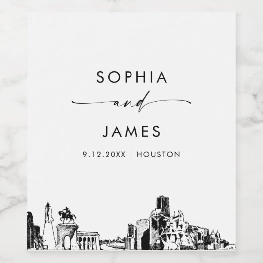 Houston Skyline Weinetikett (Einzelnes Label)