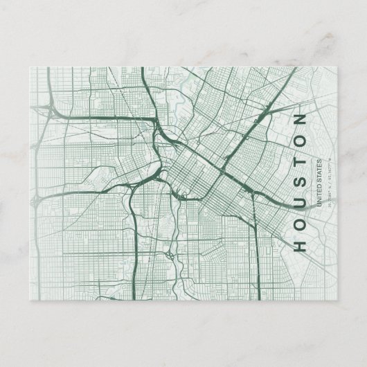 Houston Stadtplan Minimale Postkarte (Vorderseite)