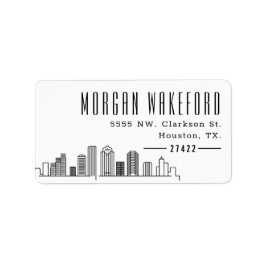 Houston Stylized Skyline Large Address Label Adressaufkleber