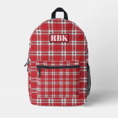 Houston Tartan Plaid Red, white, black Bedruckter Rucksack (Vorderseite)