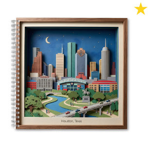 Houston Texas Amerika Schichtpapierkunst Diorama Notizblock