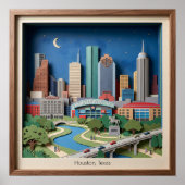 Houston Texas Amerika Schichtpapierkunst Diorama Poster (Vorne)