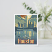 Houston Texas Art Vintage Reise Illustration Postkarte (Stehend Vorderseite)