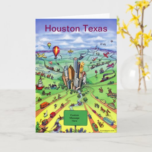 Houston Texas Card Karte (Gelbe Blume)