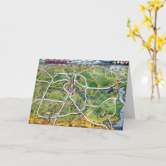 Houston Texas Card Karte (Gelbe Blume)