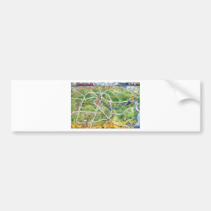 Houston Texas Cartoon Map Autoaufkleber