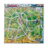 Houston Texas Cartoon Map Fliese (Vorderseite)