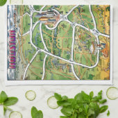 Houston Texas Cartoon Map Geschirrtuch (Gefaltet)