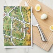 Houston Texas Cartoon Map Geschirrtuch (Viertel Falte)