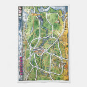 Houston Texas Cartoon Map Geschirrtuch (Vertikal)