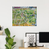 Houston Texas Cartoon Map Poster (Heimbüro)
