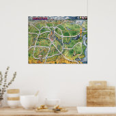 Houston Texas Cartoon Map Poster (Küche)