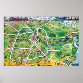 Houston Texas Cartoon Map Poster (Vorne)