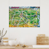 Houston Texas Cartoon Map Poster (Küche)