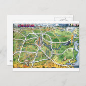 Houston Texas Cartoon Map Postkarte (Vorne/Hinten)
