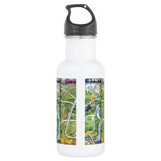 Houston Texas Cartoon Map Trinkflasche (Rückseite)