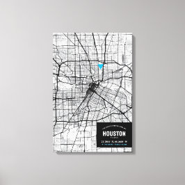 Houston, Texas City Map + Ihre Lage markieren Leinwanddruck