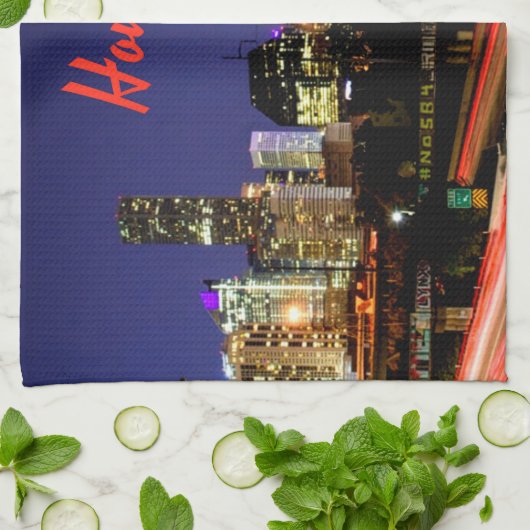 Houston Texas City Skyline Geschirrtuch (Gefaltet)