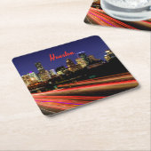 Houston Texas City Skyline Rechteckiger Pappuntersetzer (angewinkelt)