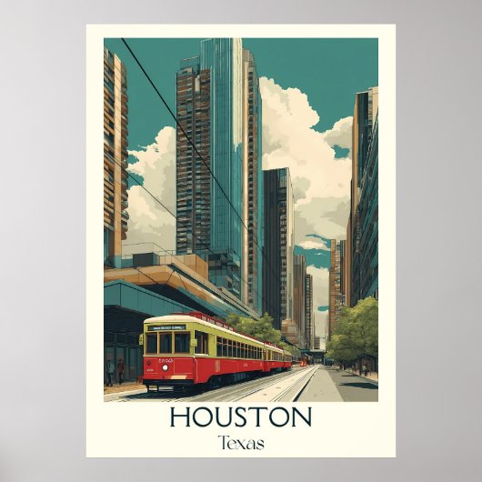 Houston Texas City Skyline Tram Poster (Vorne)