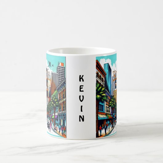 Houston, Texas Downtown Abstrakte Kunst Kaffeetasse (Mittel)