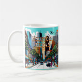 Houston, Texas Downtown Abstrakte Kunst Kaffeetasse (Links)