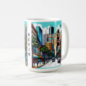 Houston, Texas Downtown Abstrakte Kunst Kaffeetasse (VorderseiteRechts)