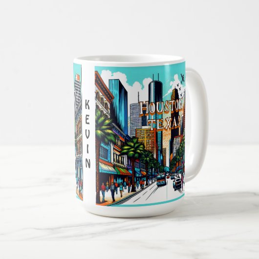 Houston, Texas Downtown Abstrakte Kunst Kaffeetasse (VorderseiteRechts)