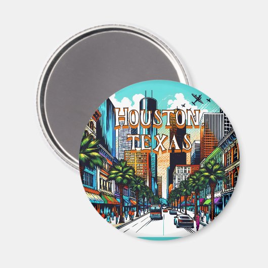 Houston, Texas Downtown Abstrakte Kunst Magnet (Vorderseite/Rückseite)