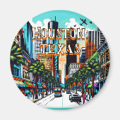 Houston, Texas Downtown Abstrakte Kunst Magnet (Vorne)