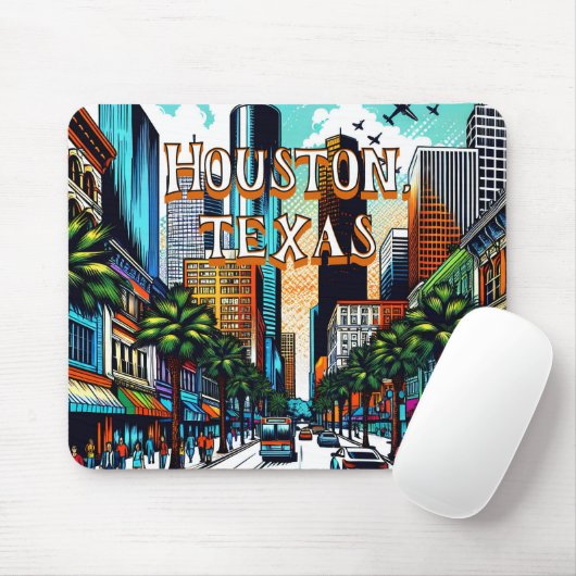 Houston, Texas Downtown Abstrakte Kunst Mousepad (Mit Mouse)