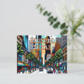 Houston, Texas Downtown Abstrakte Kunst Postkarte (Stehend Vorderseite)